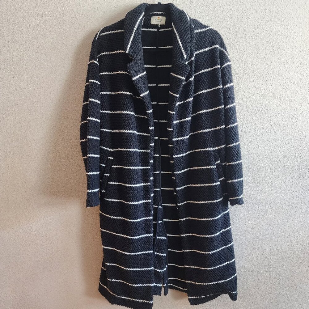 Marine Layer Birdseye Coat Womens Small Striped Knit Long Cardigan